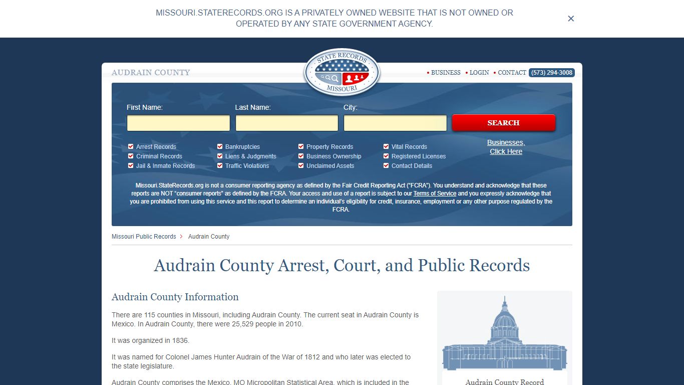 Audrain County Arrest, Court, and Public Records