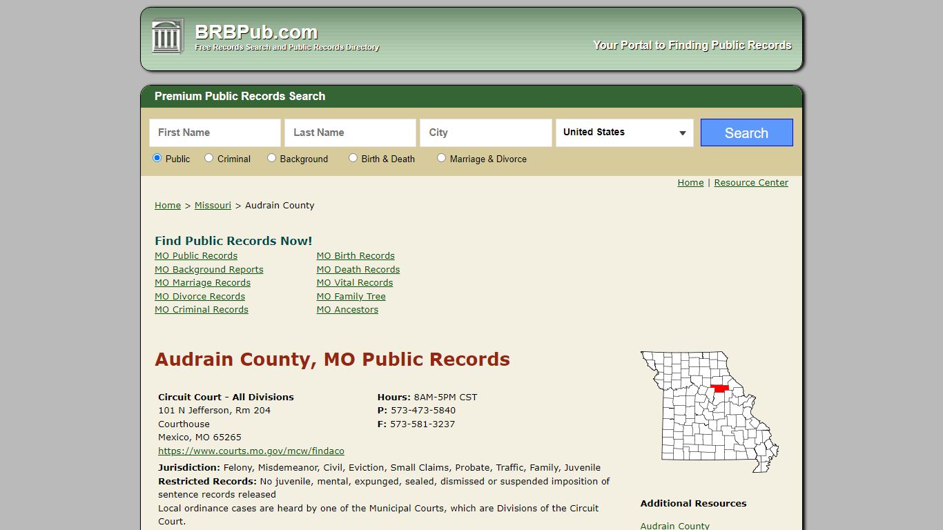 Audrain County Public Records | Search Missouri Government Databases